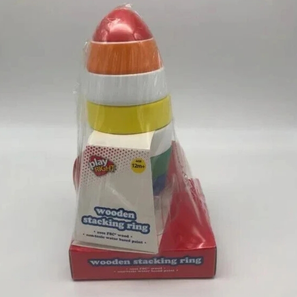 Play Right Wooden Stacking Rings Spaceship Toy for 12m+ - Picture 4 of 5